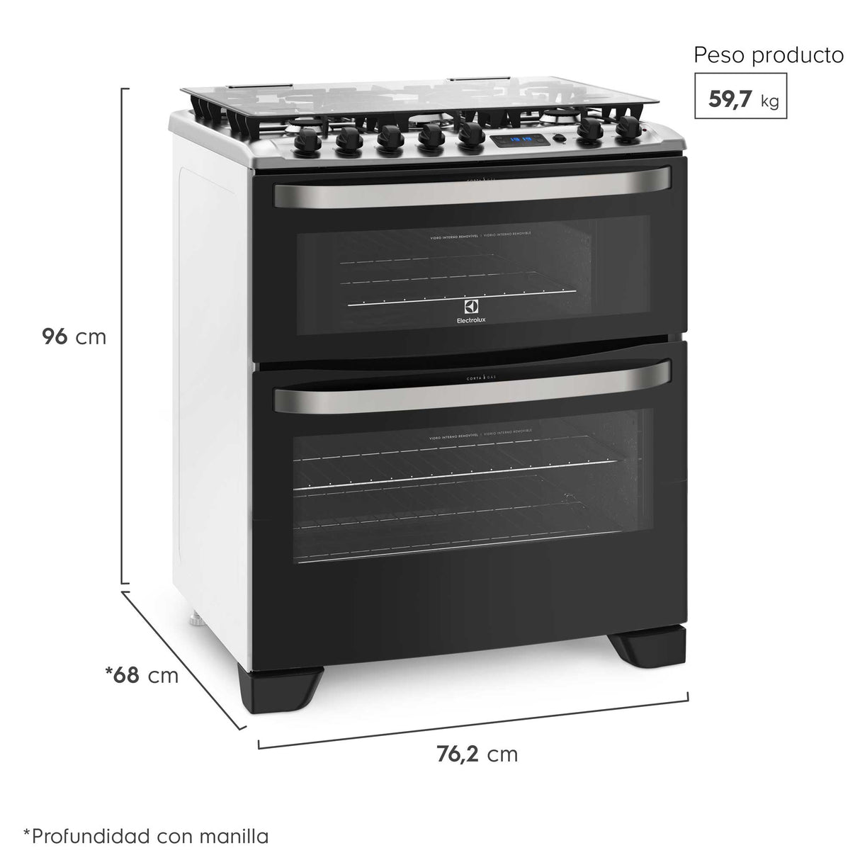 Cocina Experience Doble Horno y Timer Digital Electrolux