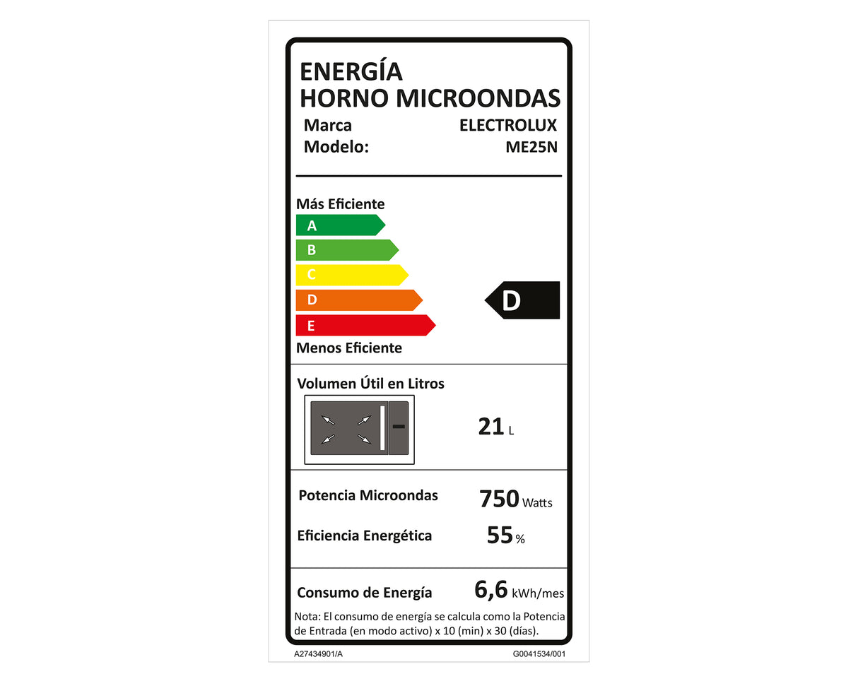 Microondas ME25N 25 litros Electrolux