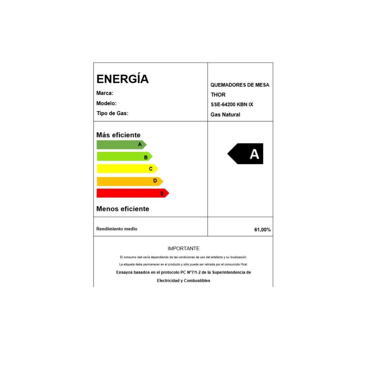 Encimera a Gas SSE 64200 KBN IX 4Q Thor
