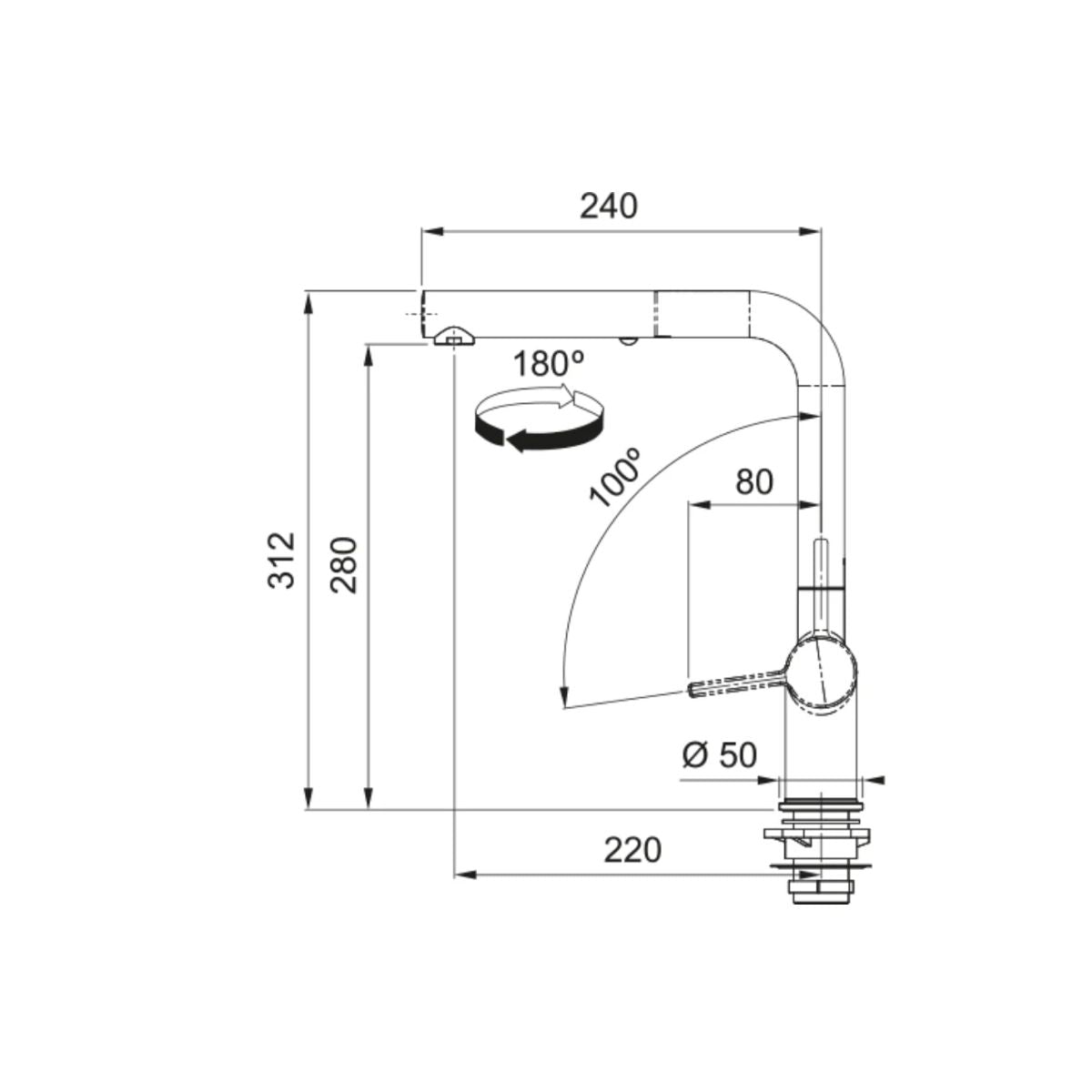 Grifería Active Plus Caño Extraíble Negro Franke