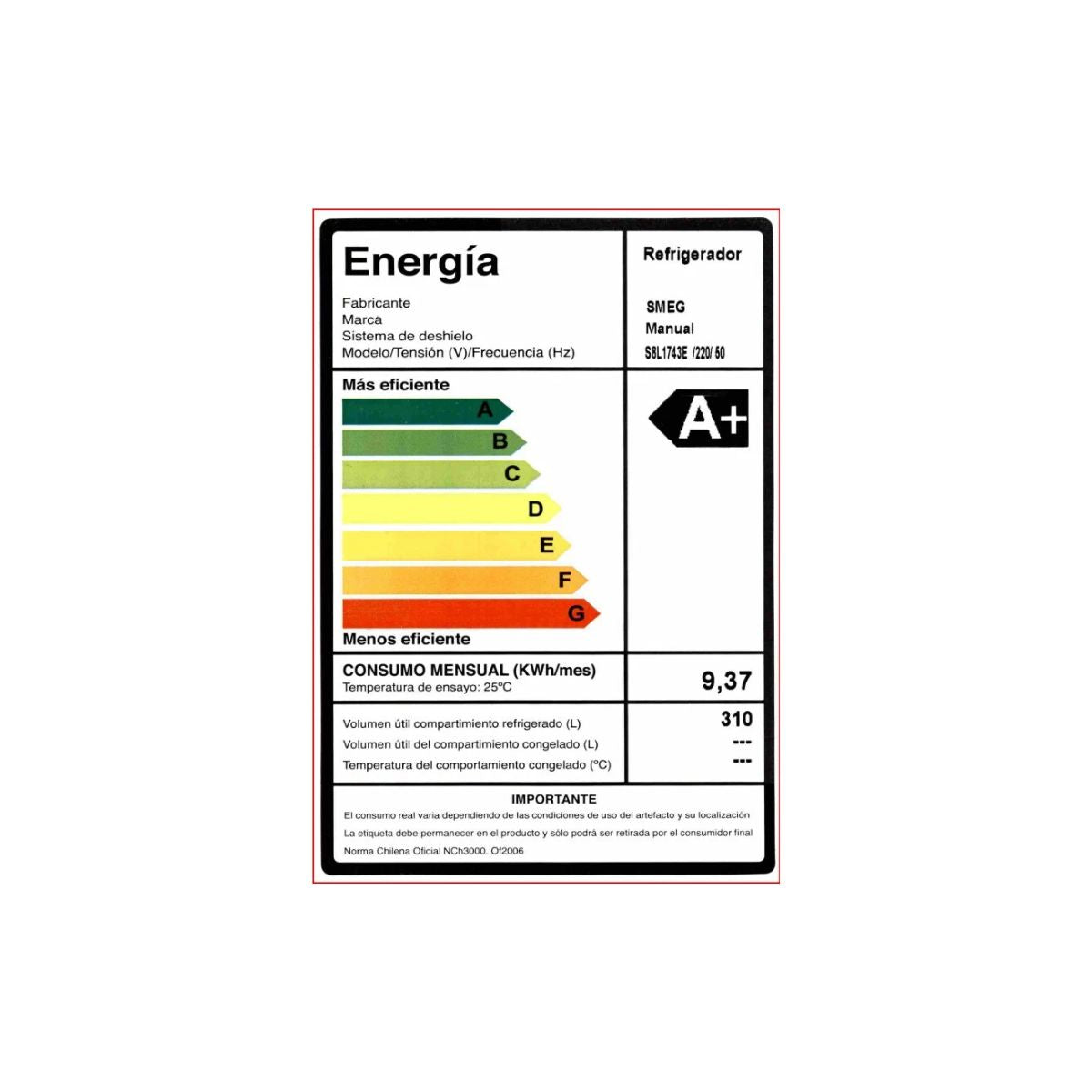 Refrigerador Side by Side S8L1743E 311 Lts Smeg