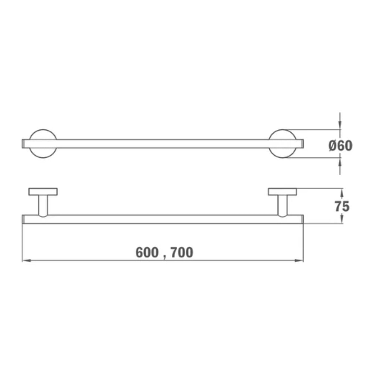 Toallero Barra Simple Alaior 600 mm Cromado Teka
