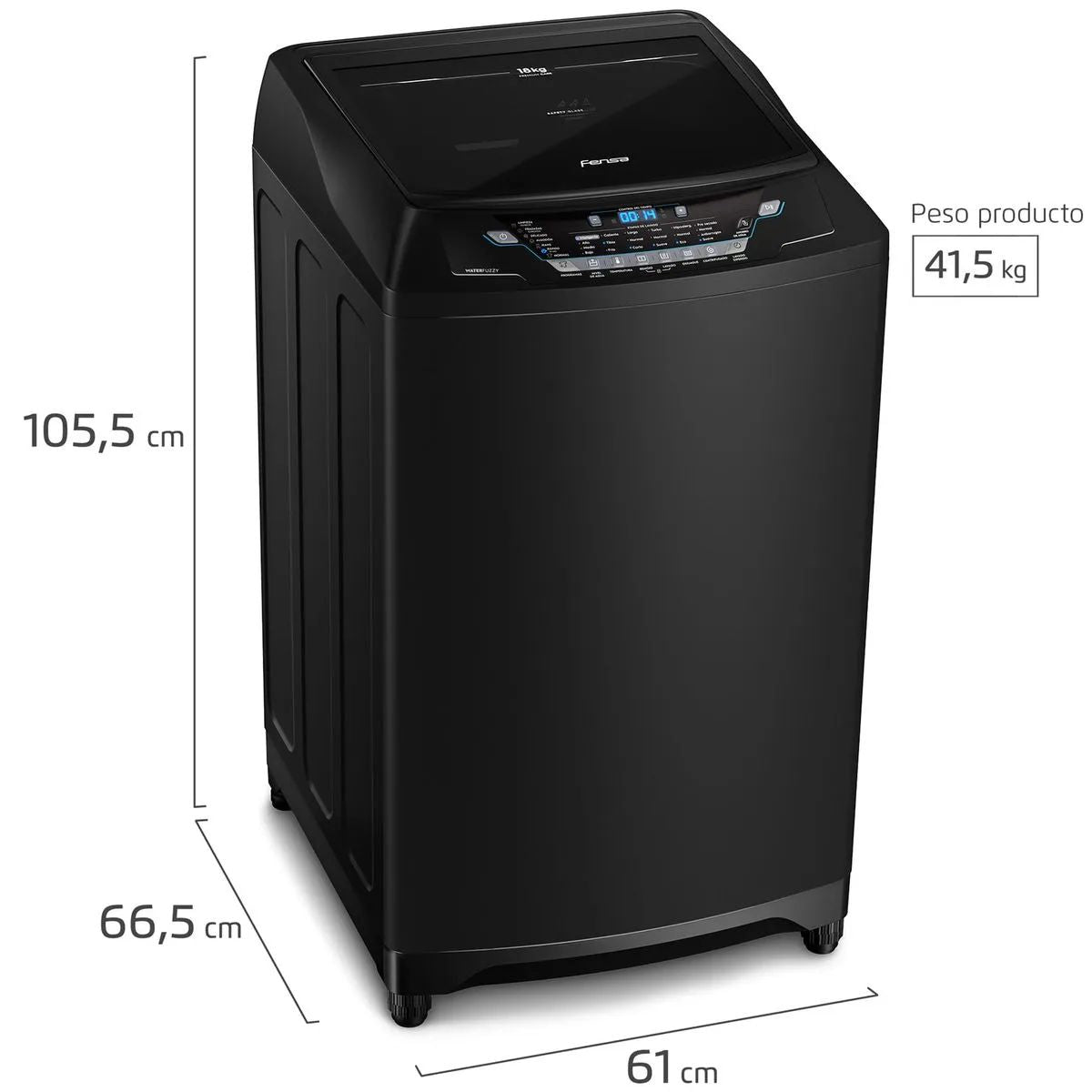Lavadora Automática Premium Care 18 Black 18 kg Fensa