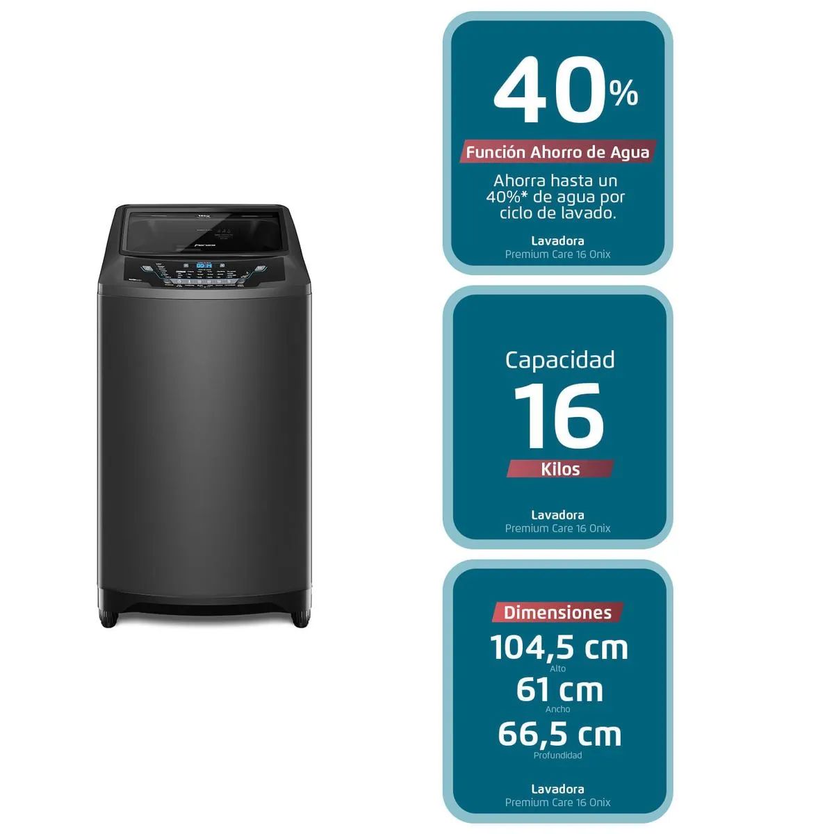 Lavadora Automática Premium Care 16 Onix 16 kg Fensa