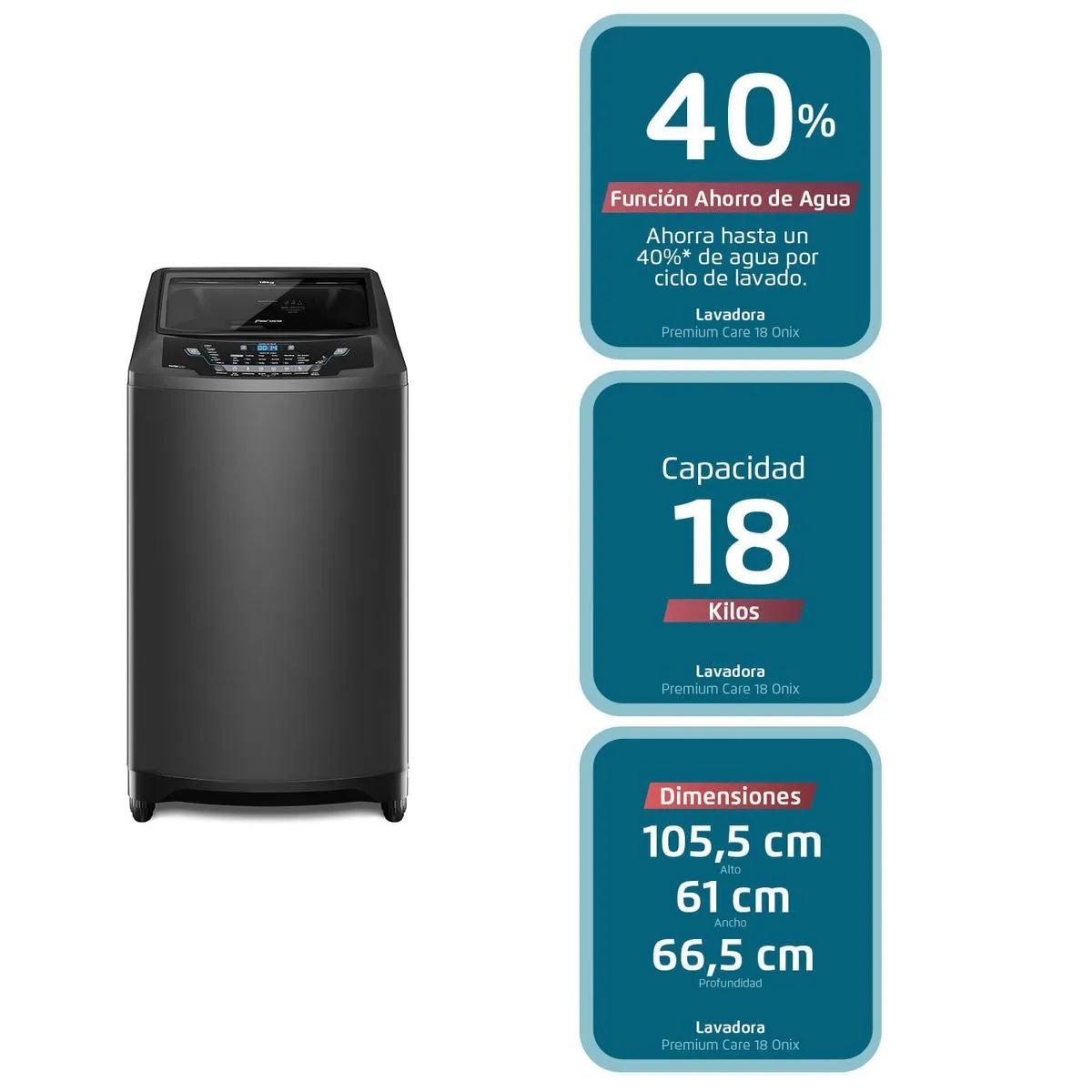 Lavadora Automática Premium Care 18 Onix 18 kg Fensa