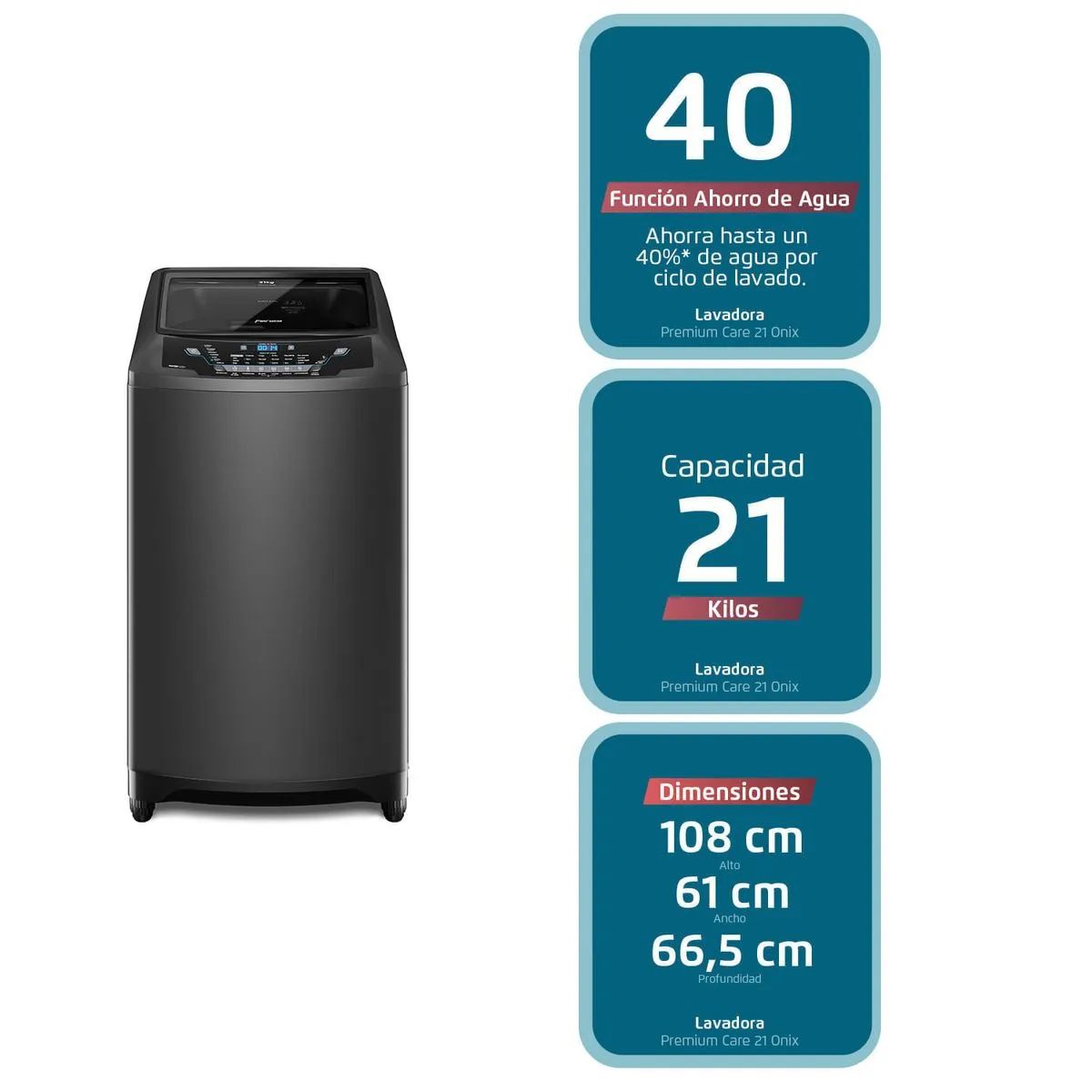 Lavadora Automática Premium Care 21 Onix 21 kg Fensa