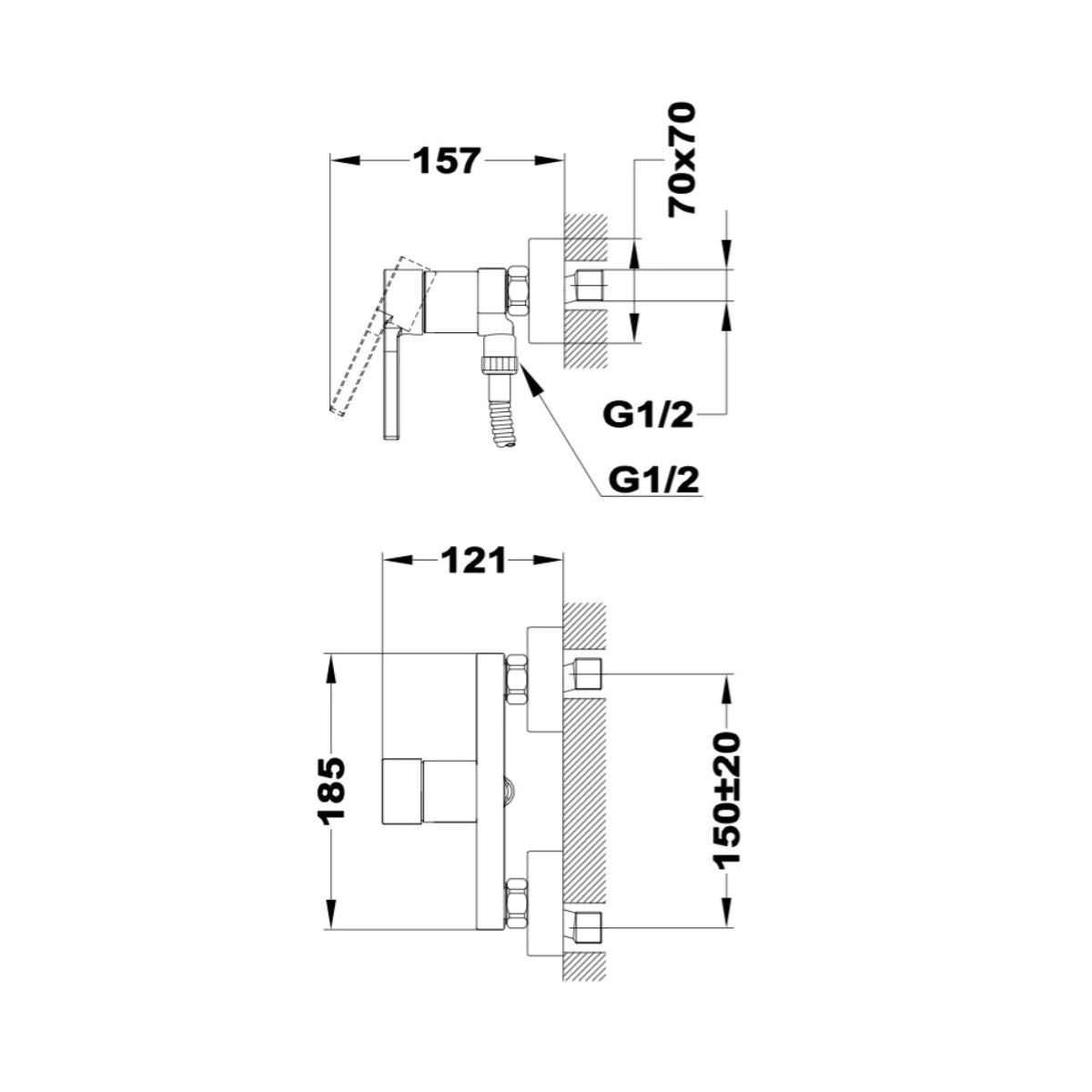 Grifo Monomando de Pared para Ducha Ströhm Dessin Teka