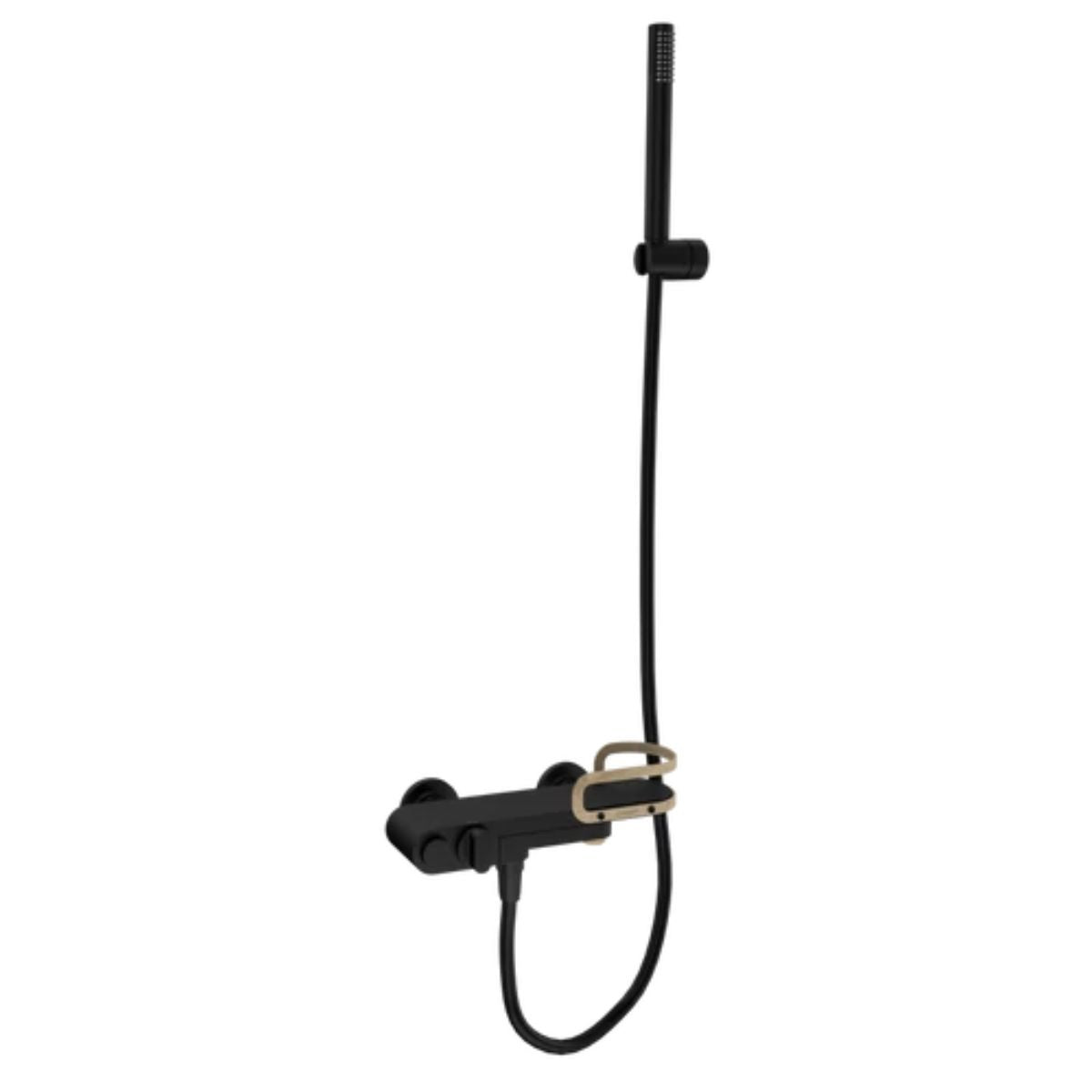 Griferia Bañera y Ducha TEKA Lavi Negro Mate y Amazon Oak