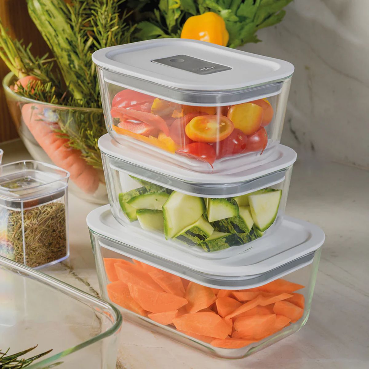 Contenedor Hermético de Vidrio Fresh Lock Blanco OU