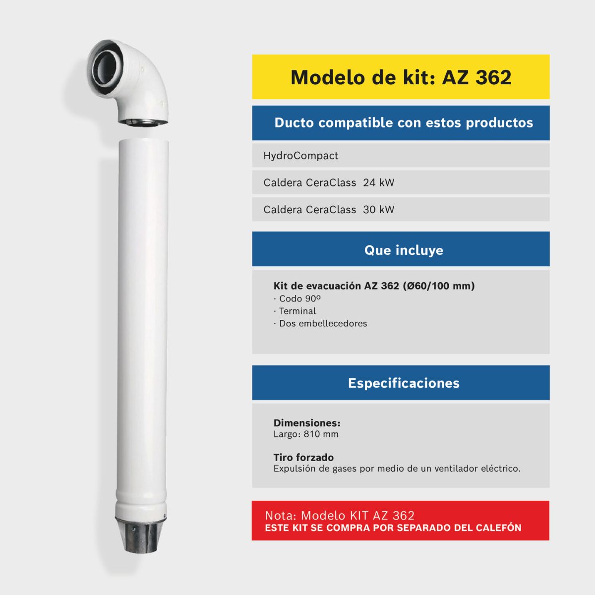 Kit de Evacuación AZ 362 Junkers para Calefones y Calderas TF