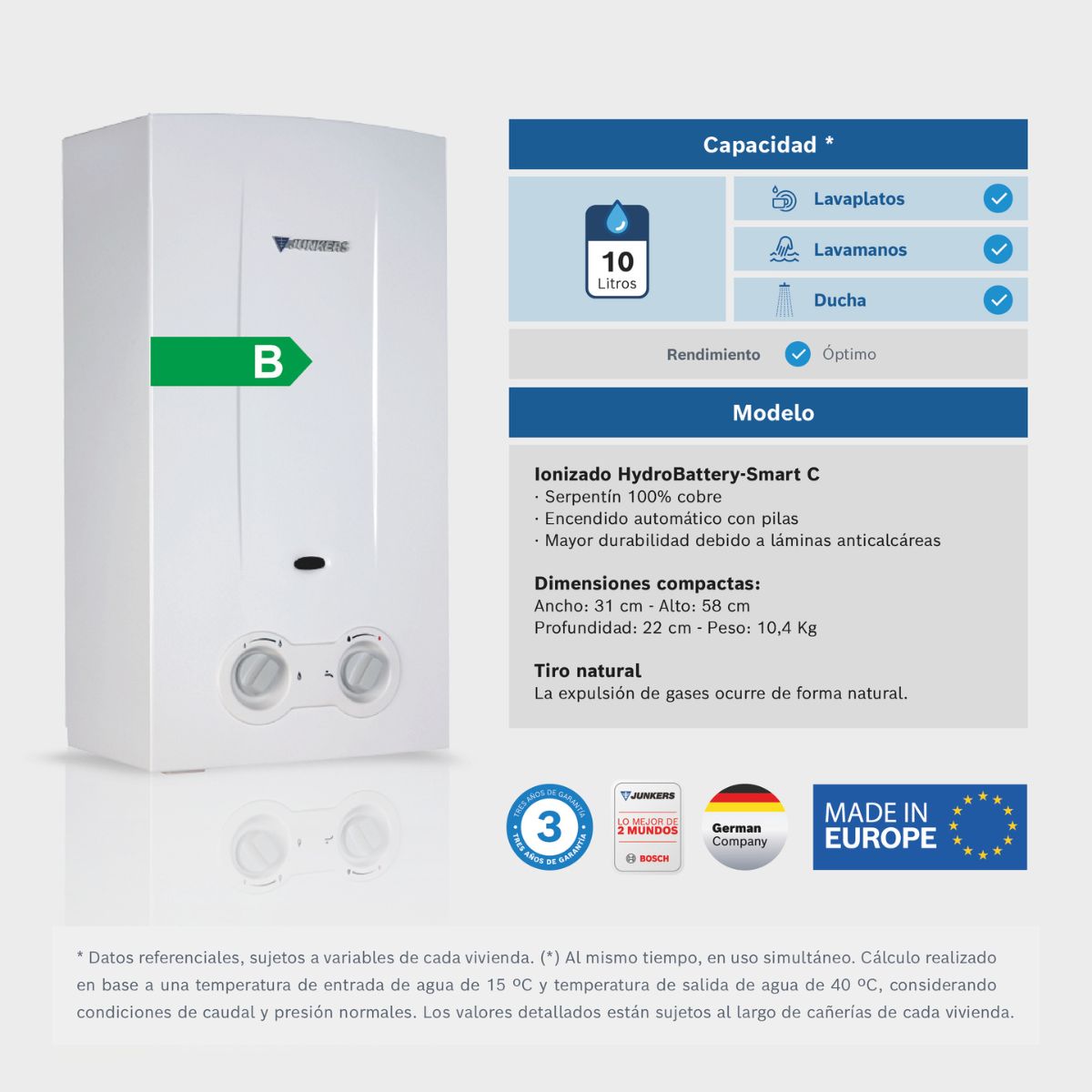 Calefont Ionizado 10L-13L HydroBattery-Smart C Junkers