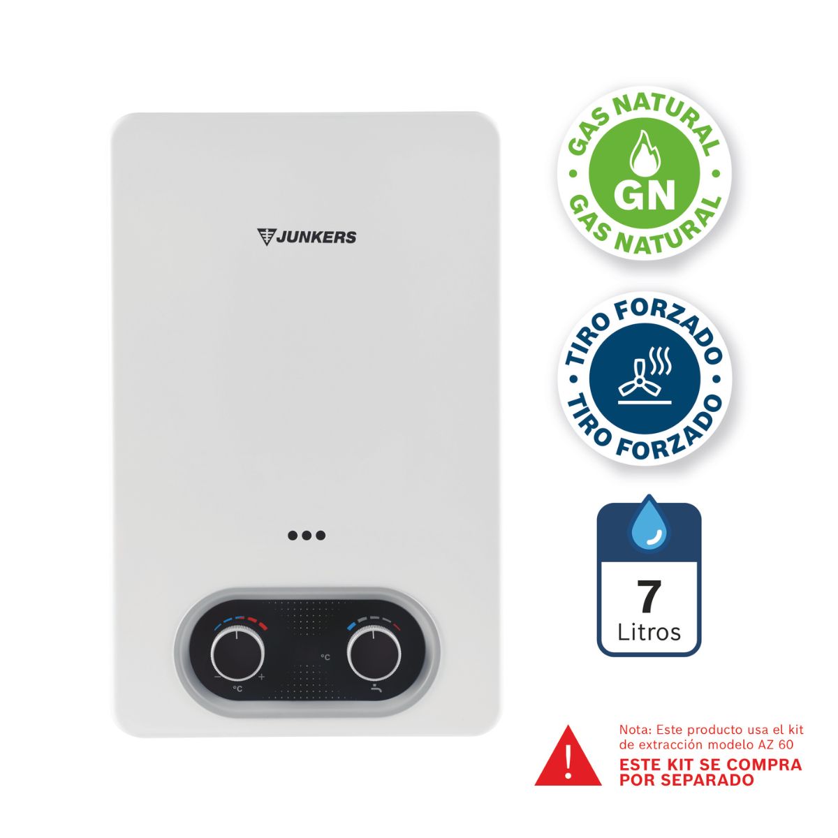 Calefont Tiro Forzado Gas Natural 7L WD 7 KME 23 Junkers