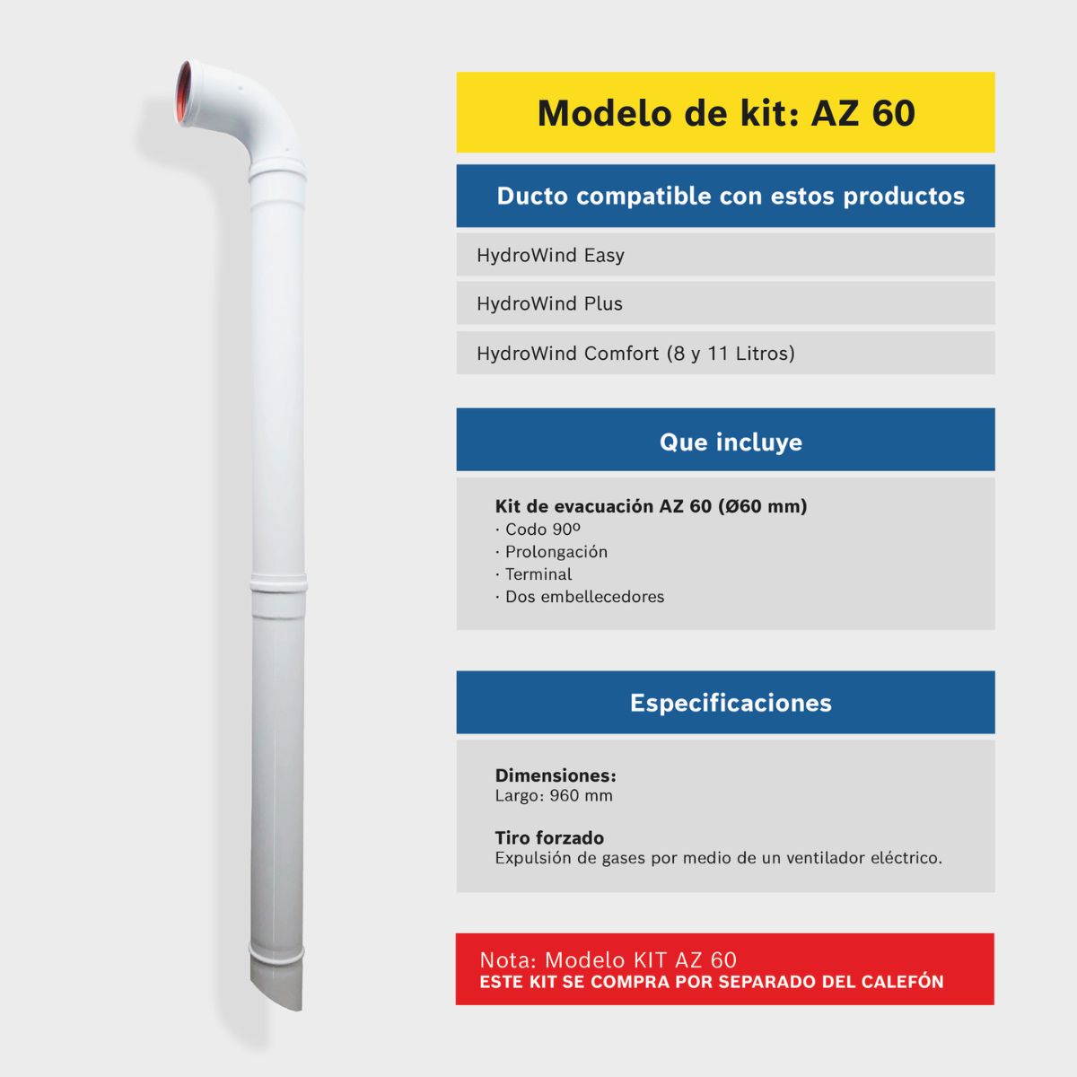 Kit Horizontal 60 mm Calefont HydroWind Plus y Comfort Junkers