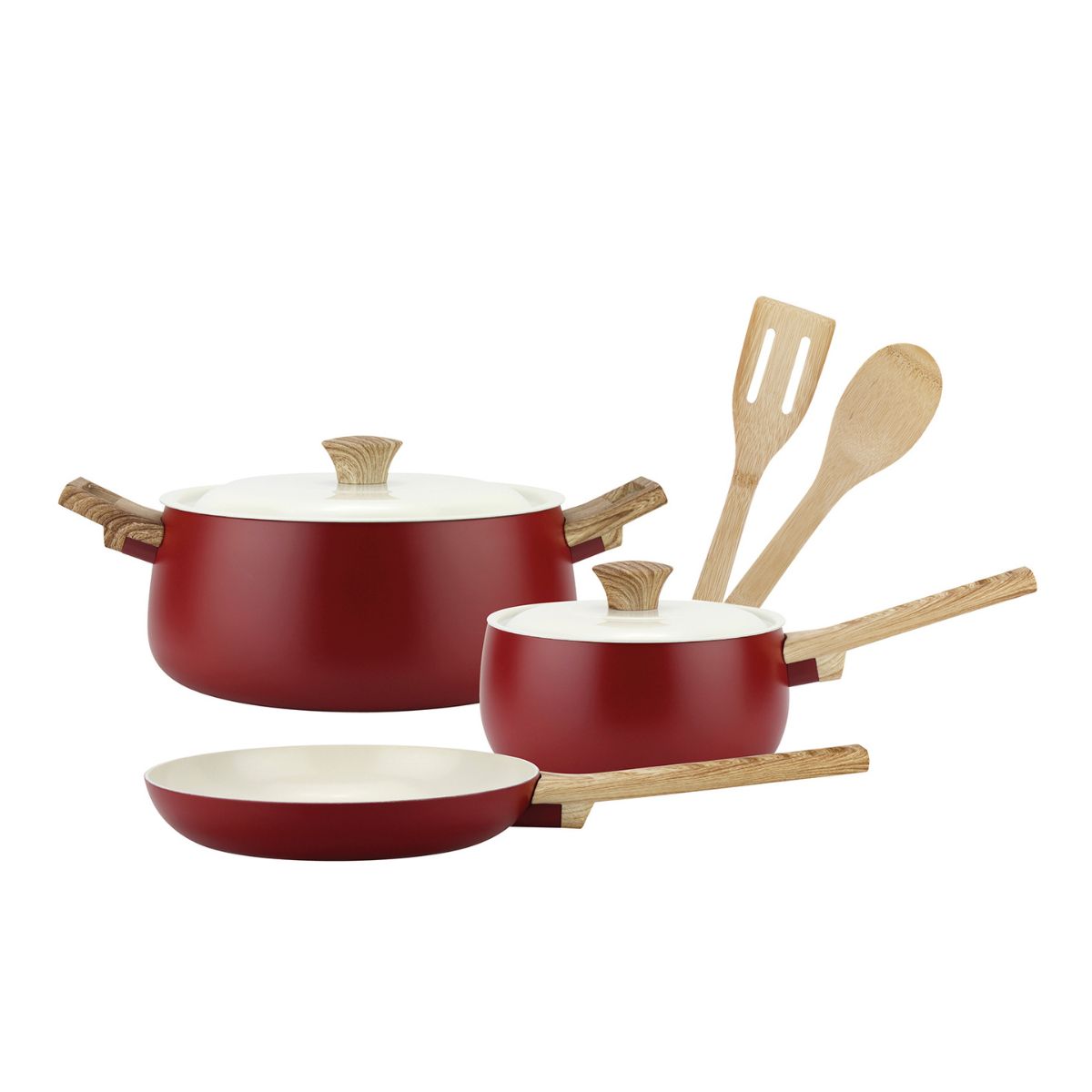 Batería de Cocina de Aluminio Forjado 7 Piezas Antiadherente Eco Cerámico Biella Fantuzzi