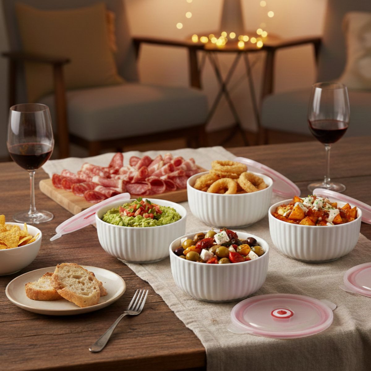 Set de 6 Bowls de Porcelana con Tapa Hermética Fantuzzi