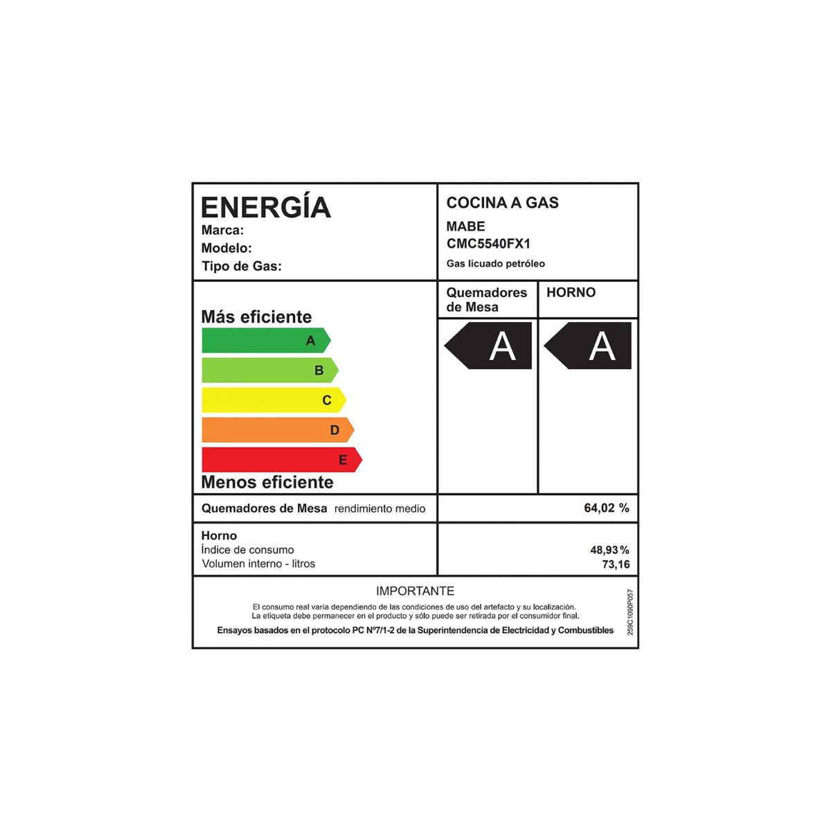 Cocina de Piso a Gas 55 cm Inox CMC5540FX1 Mabe