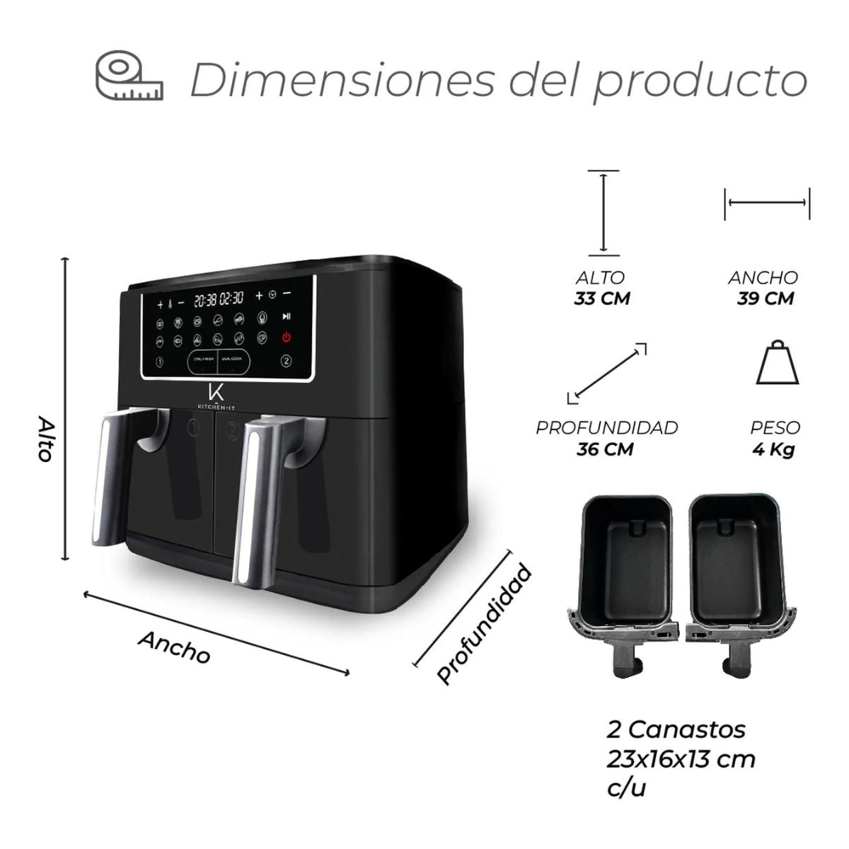 Freidora De Aire Dual Edition 9L Kitchen It