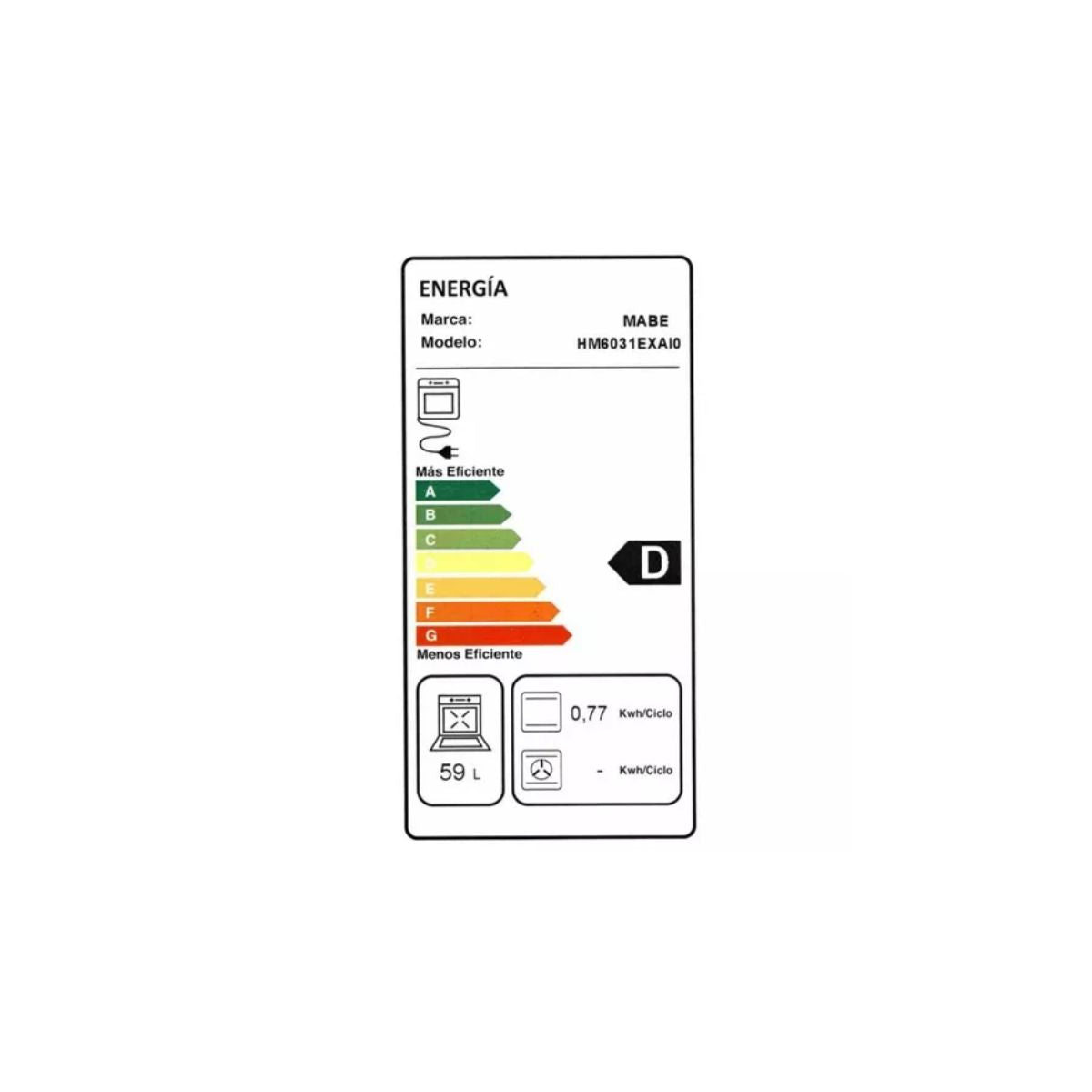 Horno Eléctrico Empotrable 59L 60cm HM6031EXAI0 Mabe Inox