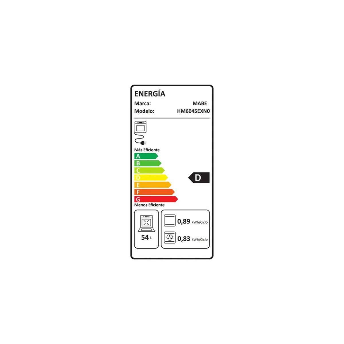 Horno Eléctrico Empotrable 54L 60cm HM6045EXN0 Mabe