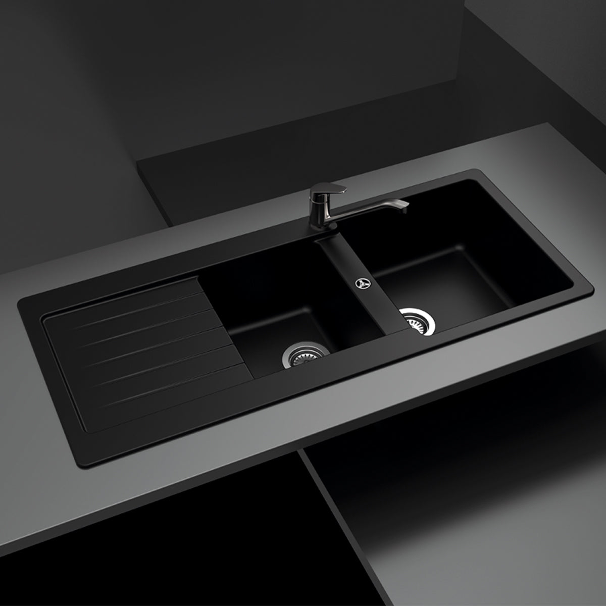 Lavaplatos Typos D-200 - Negro - Blanco Schock