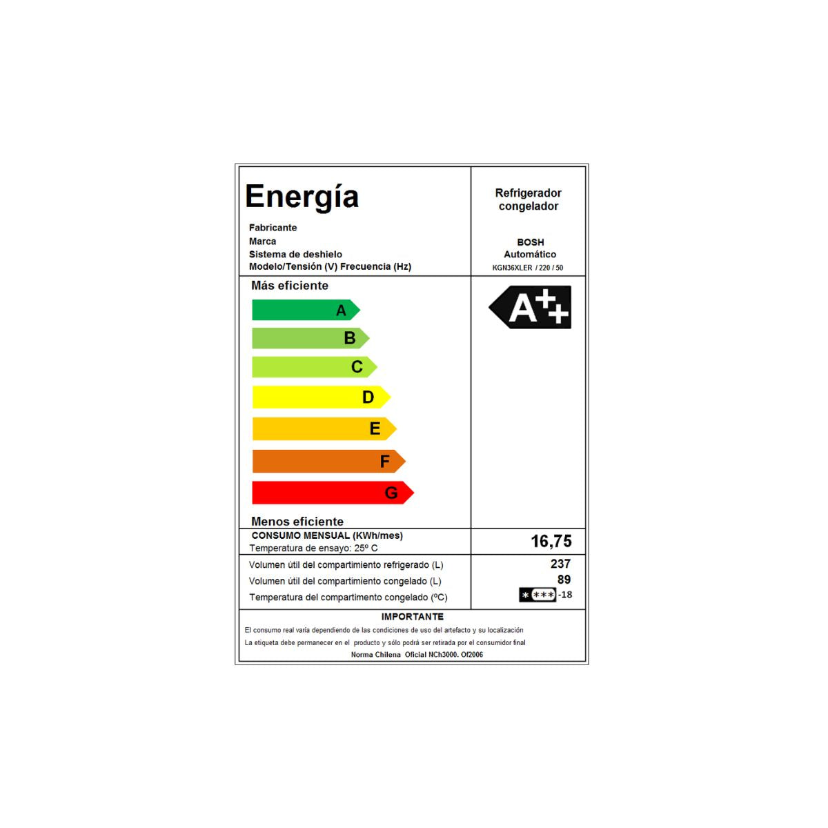 Refrigerador Combinado 324 Lt Serie 4 KGN36XLER Bosch