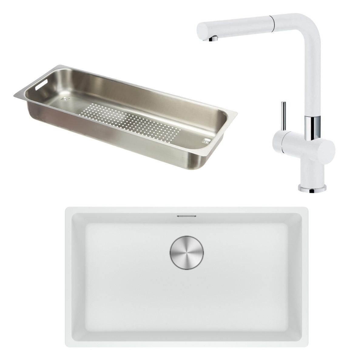 Kit Maris Blanco Franke Lavaplatos + Grifería + Escurridor