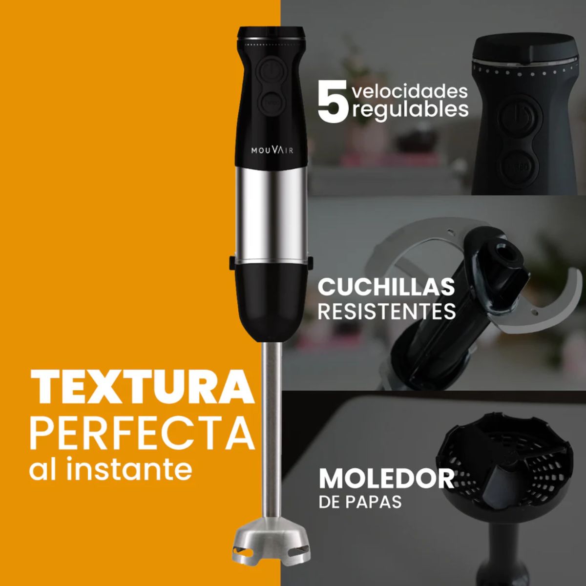 Minipimer y Batidora Mixer 1300W Mouvair