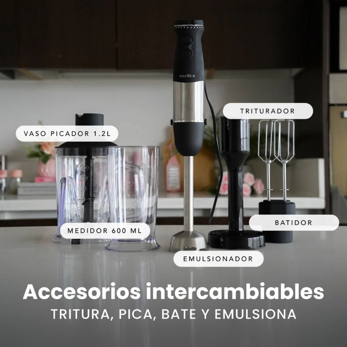 Minipimer y Batidora Mixer 1300W Mouvair