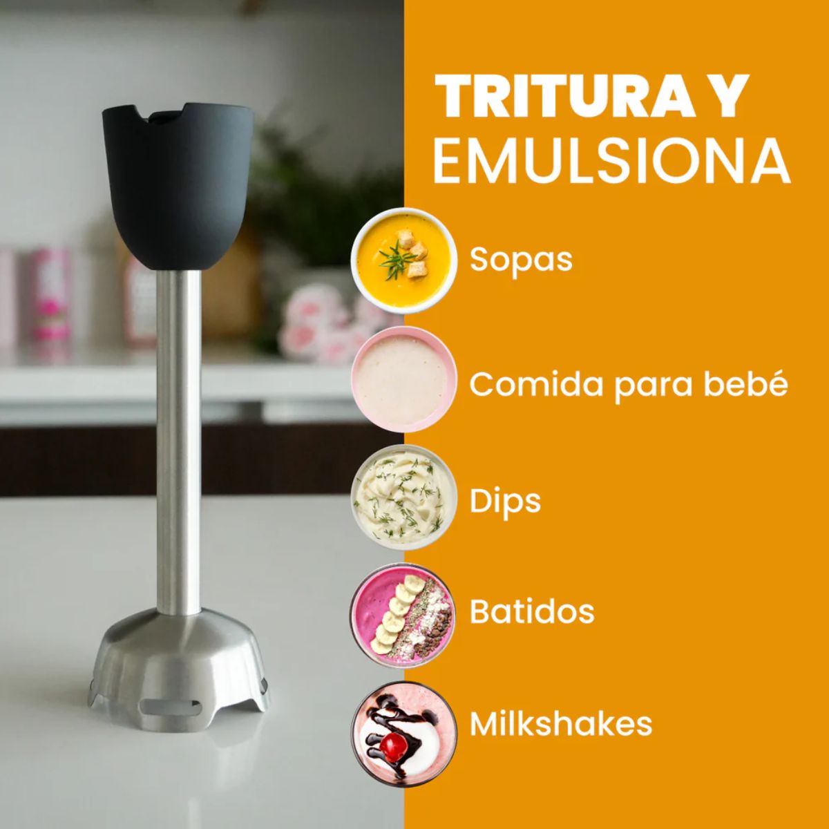 Minipimer y Batidora Mixer 1300W Mouvair