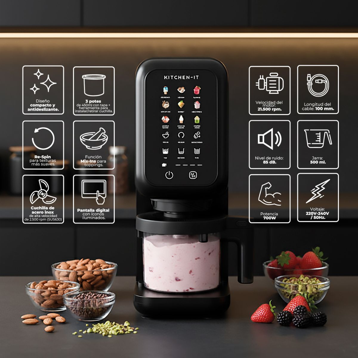 Máquina de Helados Creamlux pro 12 en 1 Kitchen It