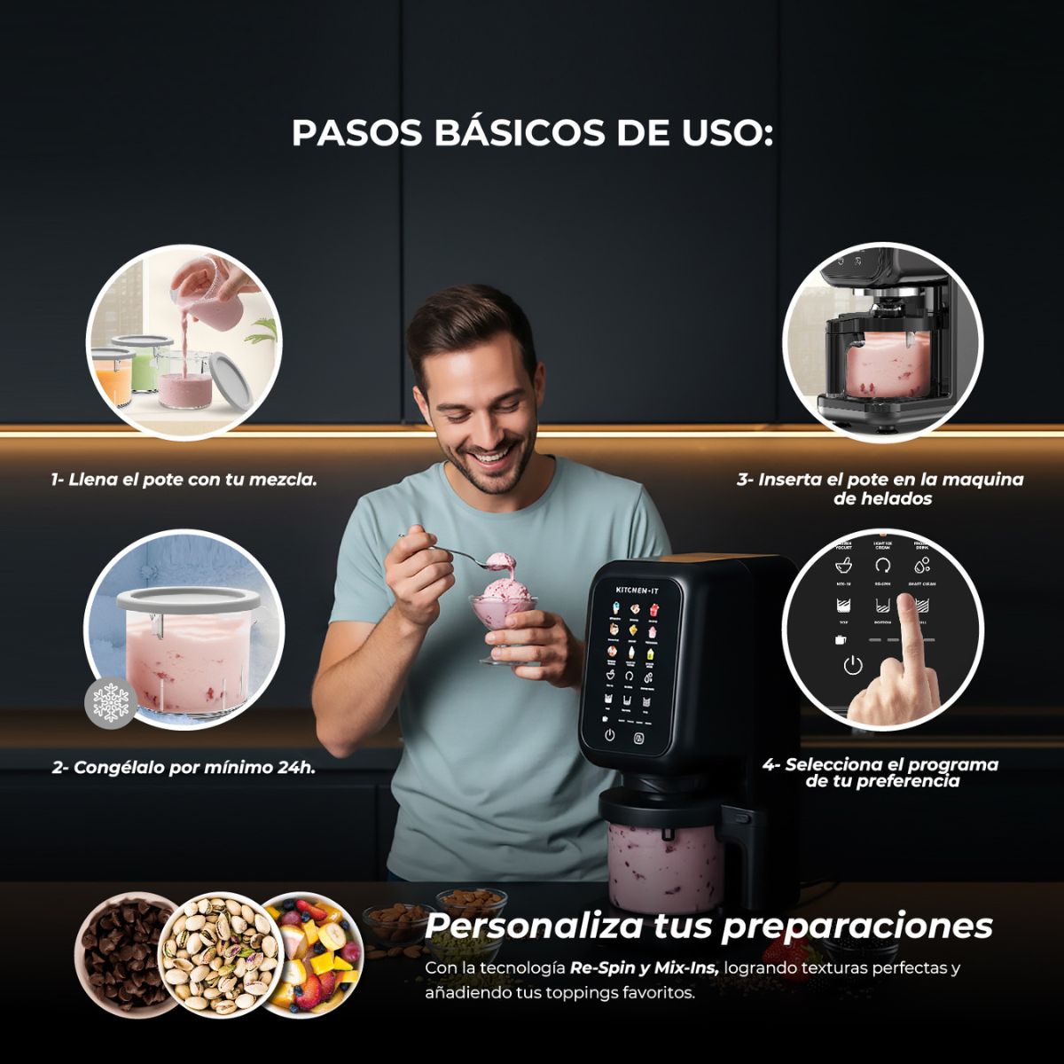 Máquina de Helados Creamlux pro 12 en 1 Kitchen It