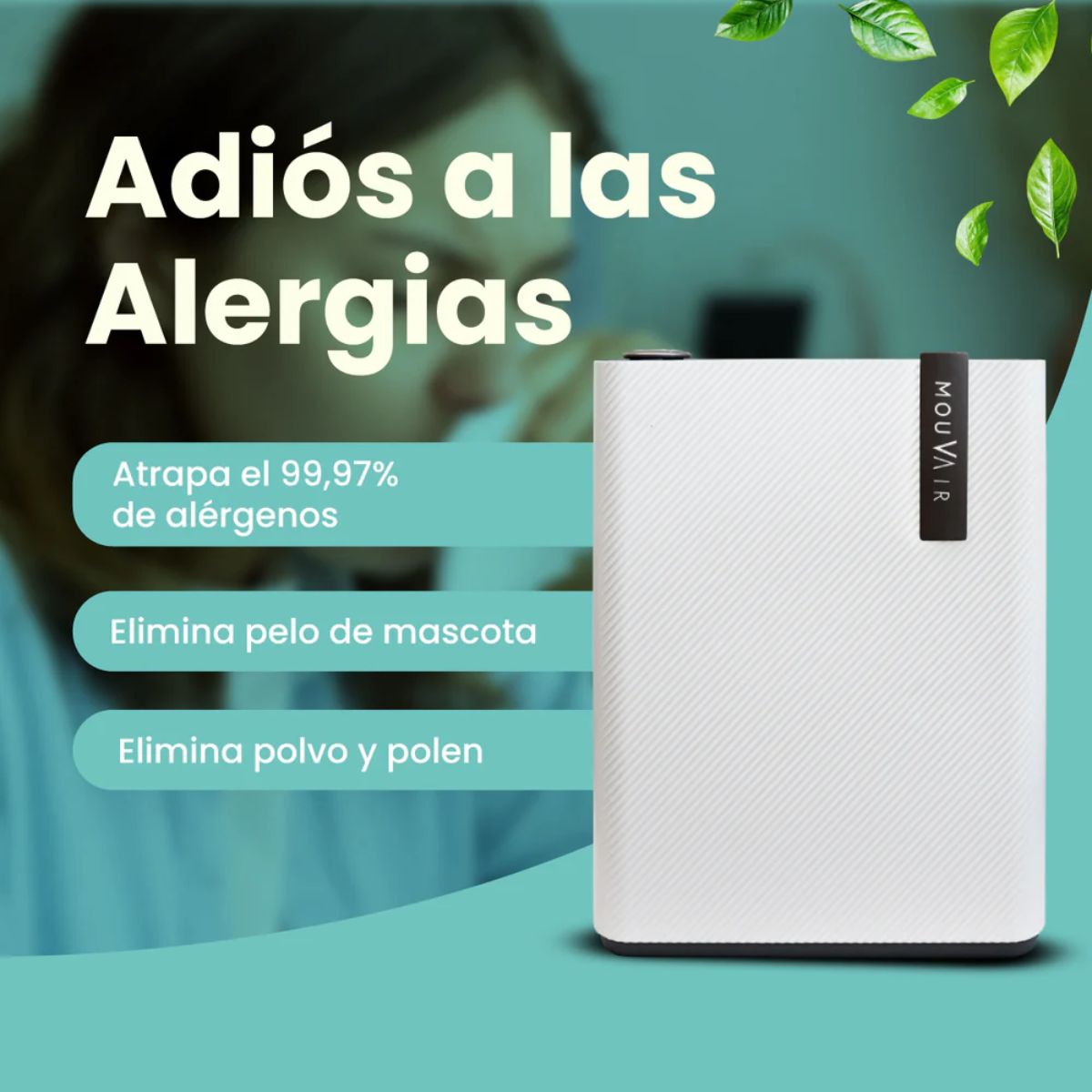 Purificador de Aire Inteligente Calm HEPA H13 con Humidificador y App Mouvair