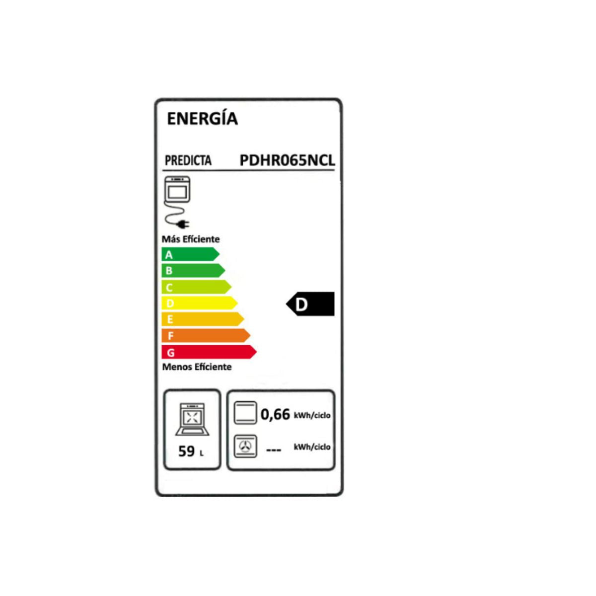 Horno Empotrable 65 Lts 60 cm PDHR065NCL Predicta