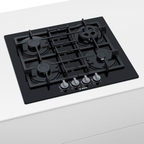 Encimera a gas 60cm Serie 4 PNH6B6B90 Cristal Negro Bosch