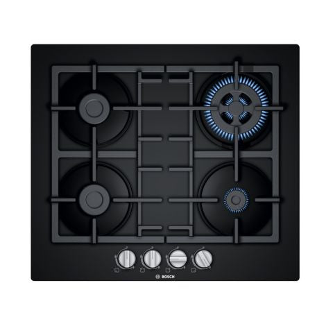 Encimera a gas 60cm Serie 4 PNH6B6B90 Cristal Negro Bosch