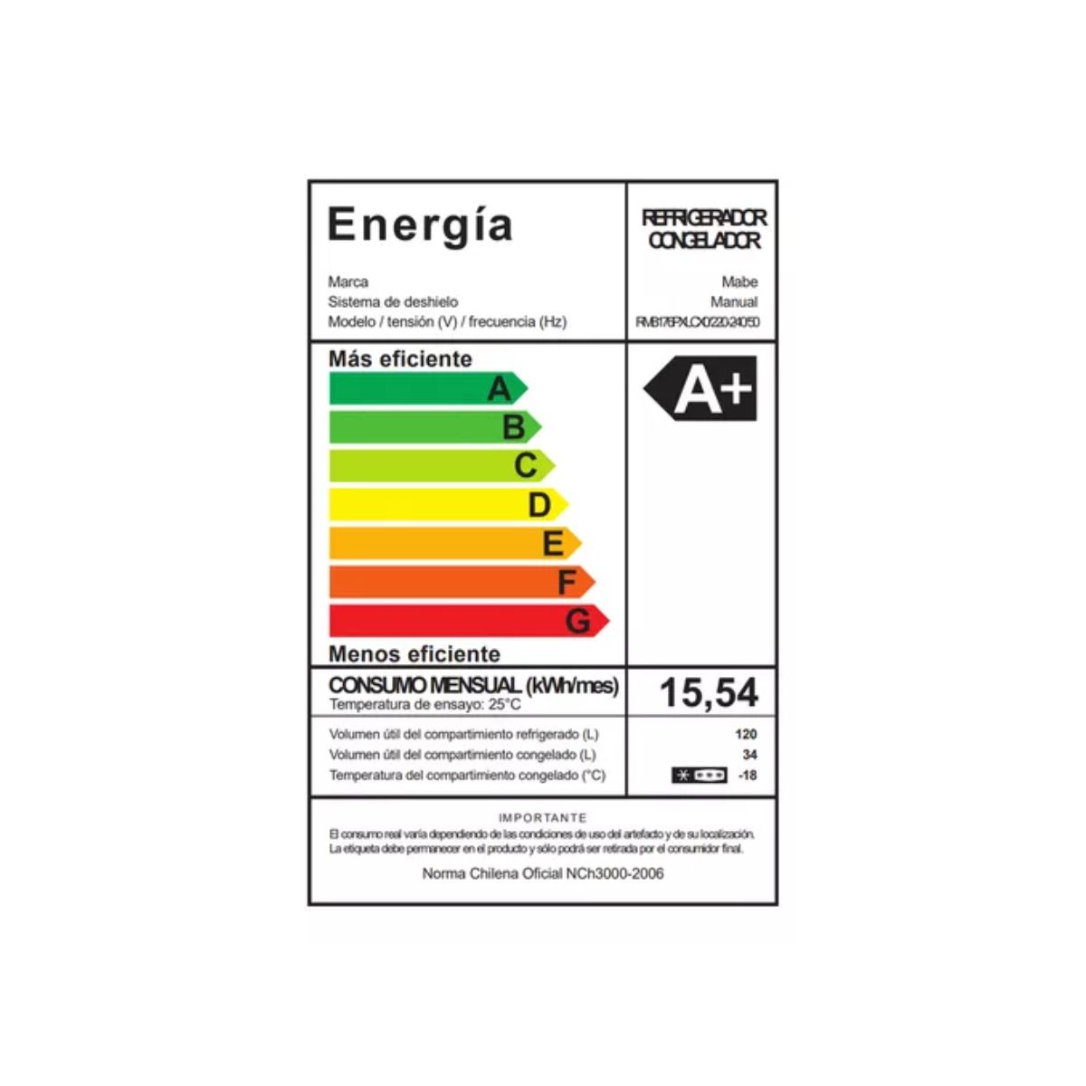 Refrigerador Frost 176 L Brutos Inox RMB176PXLCX0 Mabe