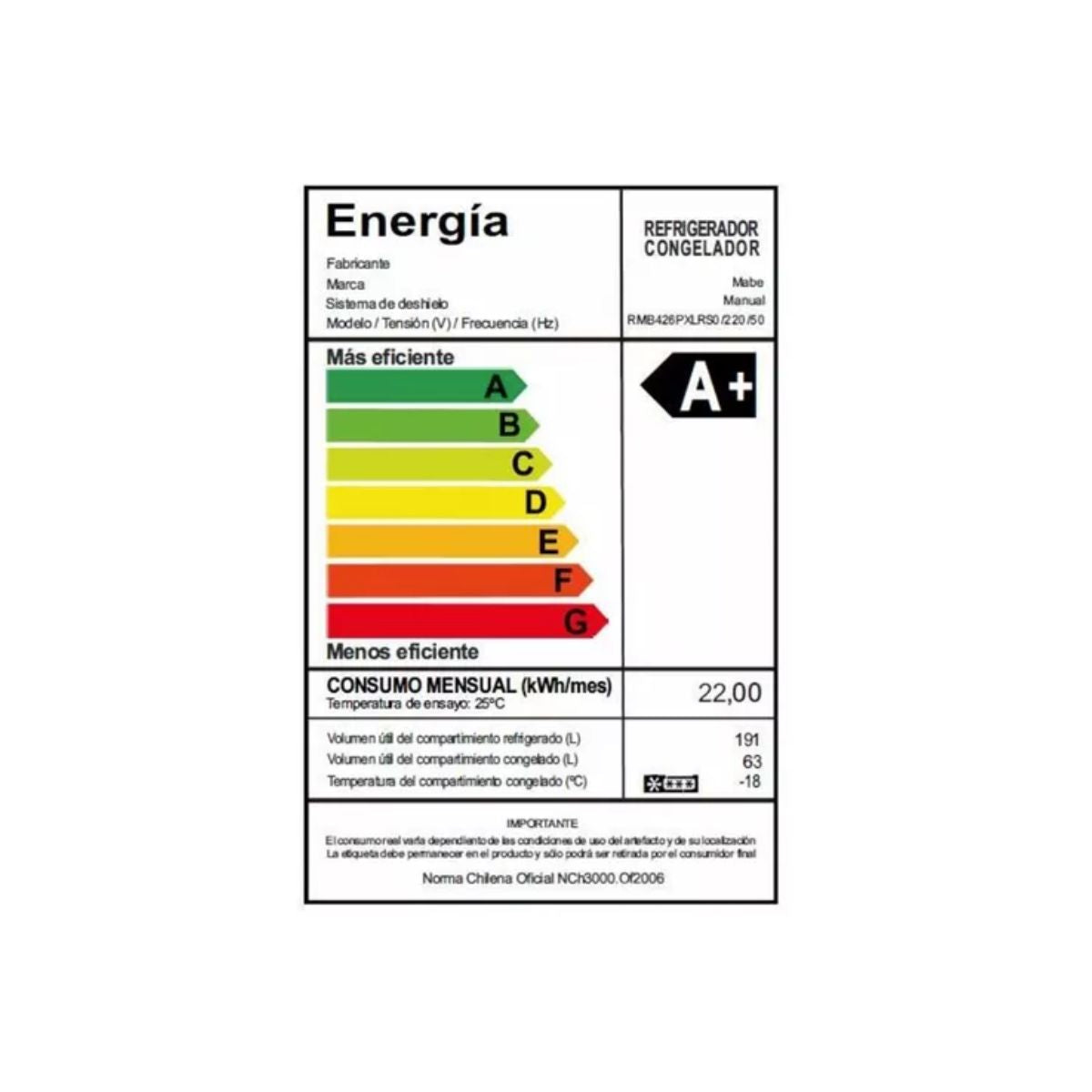 Refrigerador Bottom Freezer 254L RMB426PXLRS0 Inox Mabe