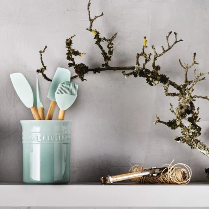 Set de 4 Espátulas + Bote 1.1L Sea Salt Le Creuset