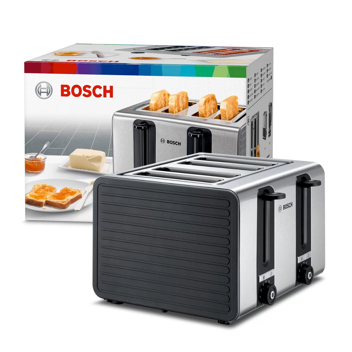 Tostador Acero Bosch TAT7S45 4 rebanadas de pan