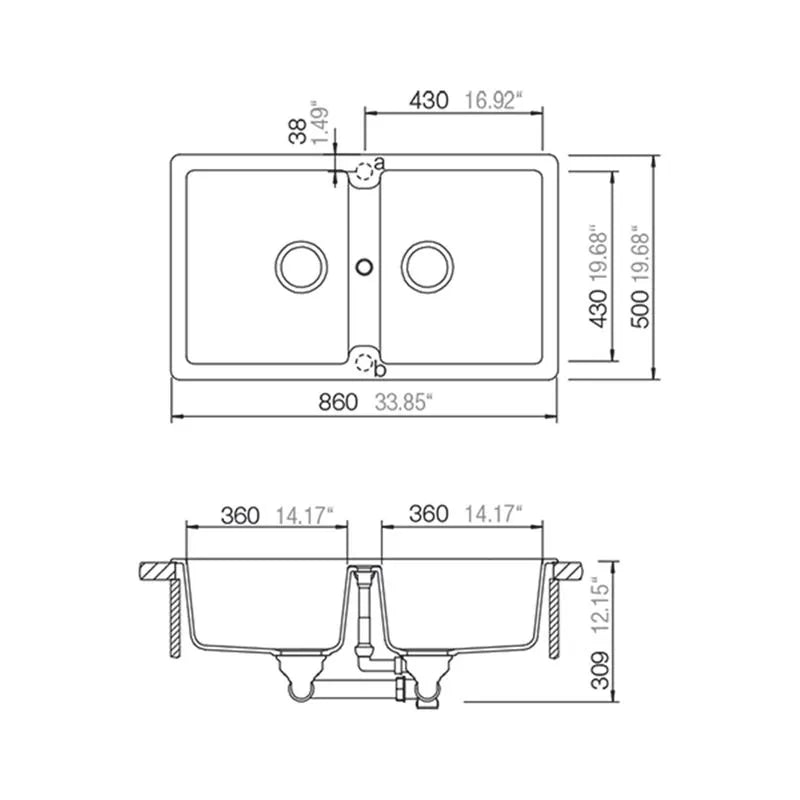 Lavaplatos Typos N-200 - Negro - Blanco Schock