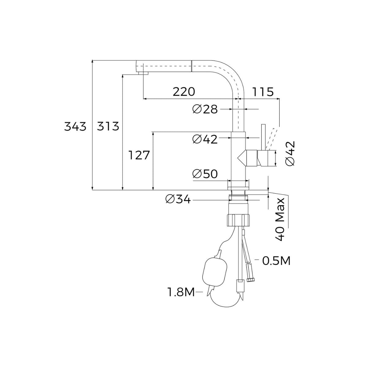 Grifo Lavaplatos Extraíble UNI 9331 Teka
