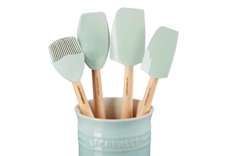 Set de 4 Espátulas + Bote 1.1L Sea Salt Le Creuset