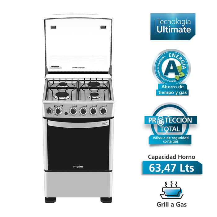 Cocina a Gas 4 Quemadores 55 cm CMC5550AX0 - Mabe
