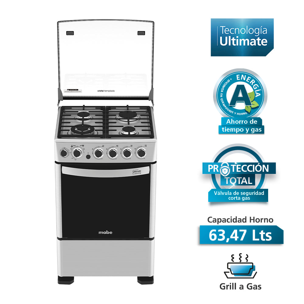 Cocina a Gas 4 Quemadores 55 cm CMC5560FX0 Mabe