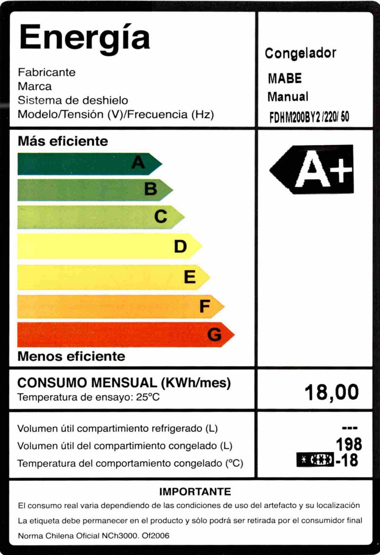 Freezer Horizontal 198 Lt Mabe