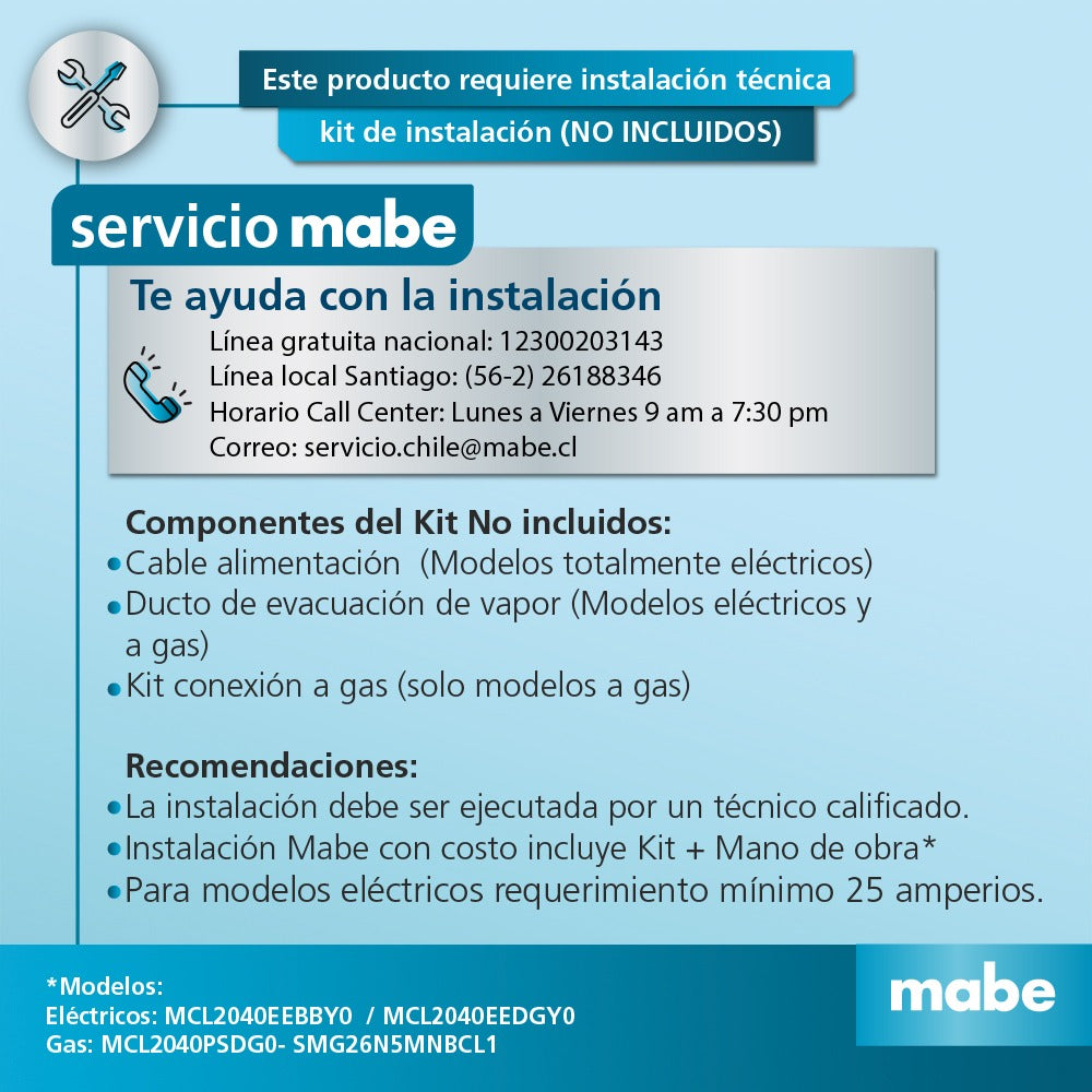 Lavadora Secadora en Torre MCL2040EEBBY0 Mabe