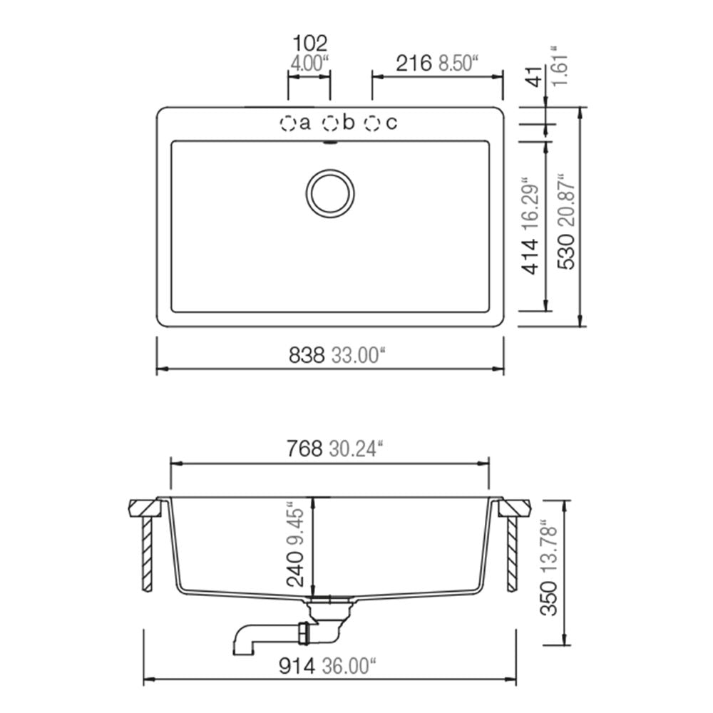 Lavaplatos Montano N-100XL - Negro - Blanco Schock