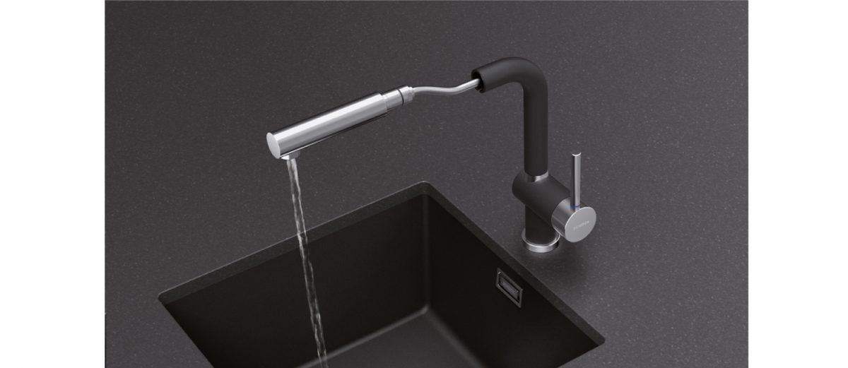 Grifería Piega Negro Inox Blanca Schock