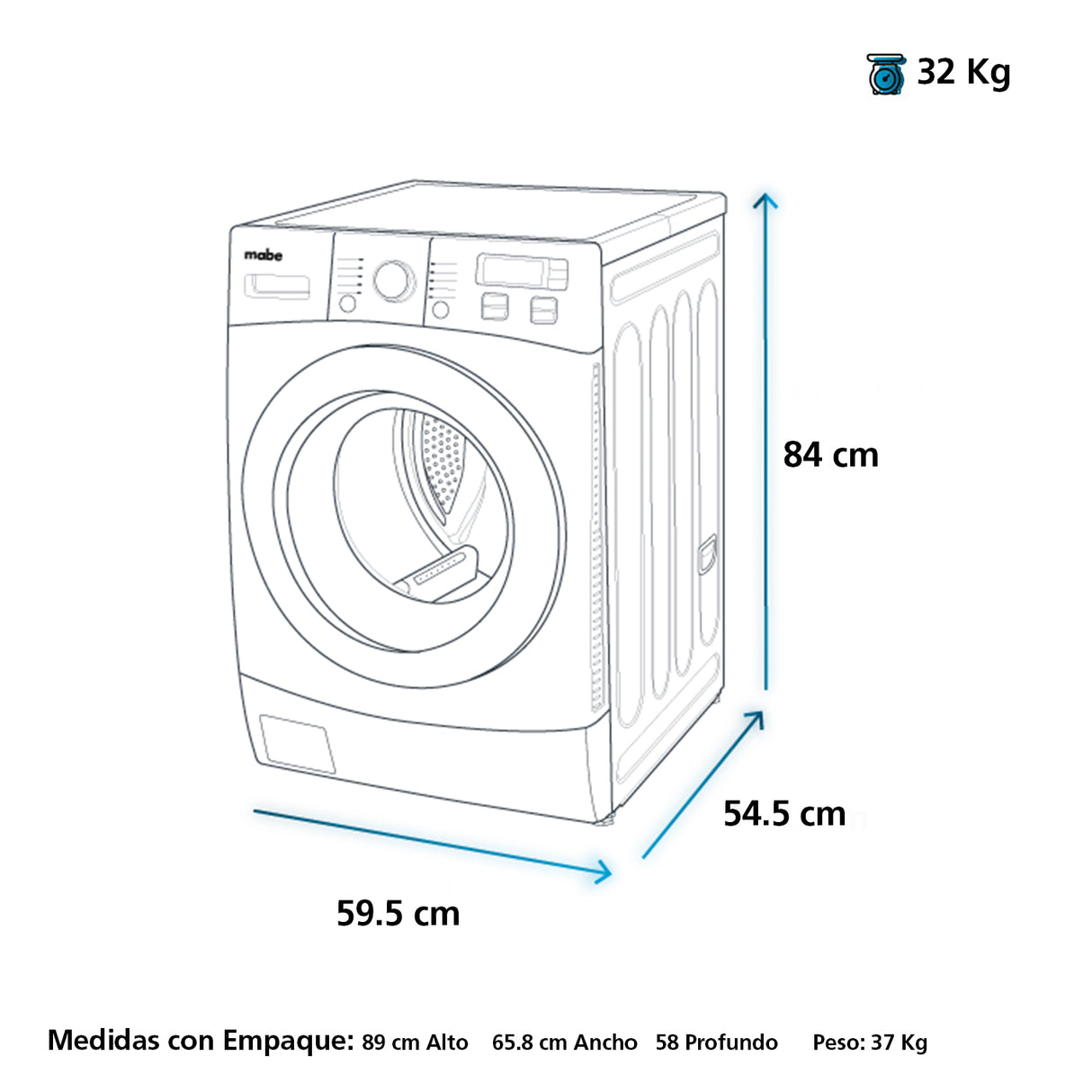 Secadora Frontal 10 Kg SEM101BDBY Mabe