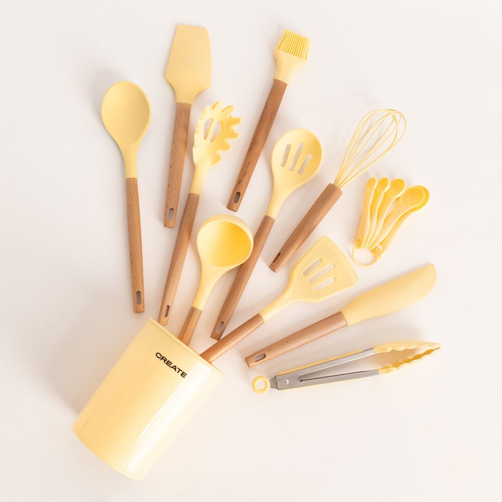 Set de Utensilios Silicona Madera para cocina Create Ikohs